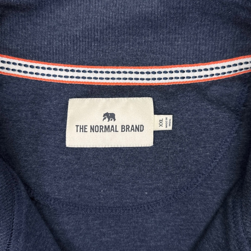 The Normal Brand Pullover Sweater Mens Size XXL Navy Blue 1/4 Zip Menswear Knit - Picture 4 of 9